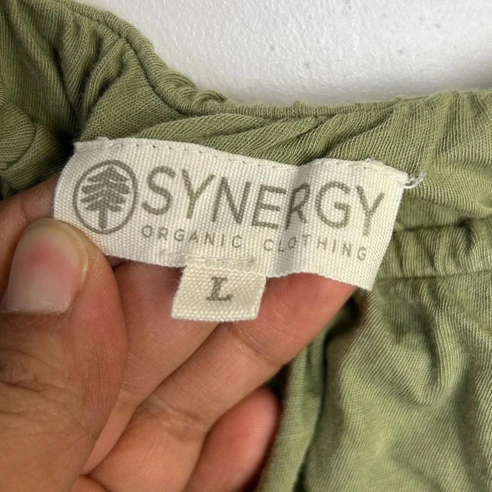 Sold Synergy Maxi Dress Women L 100% Organic Cotton Elegant Green Slip Sleeveles - Picture 11 of 12